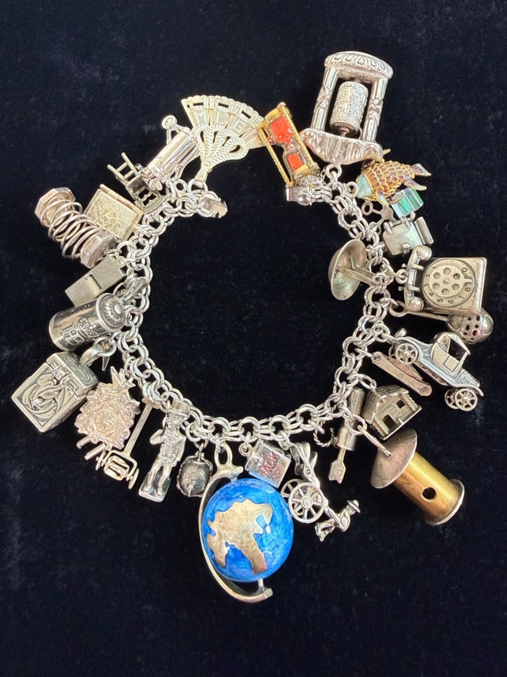 Vintage Moveable LOADED Sterling 925 Silver Articulated Charm Bracelet 104 G